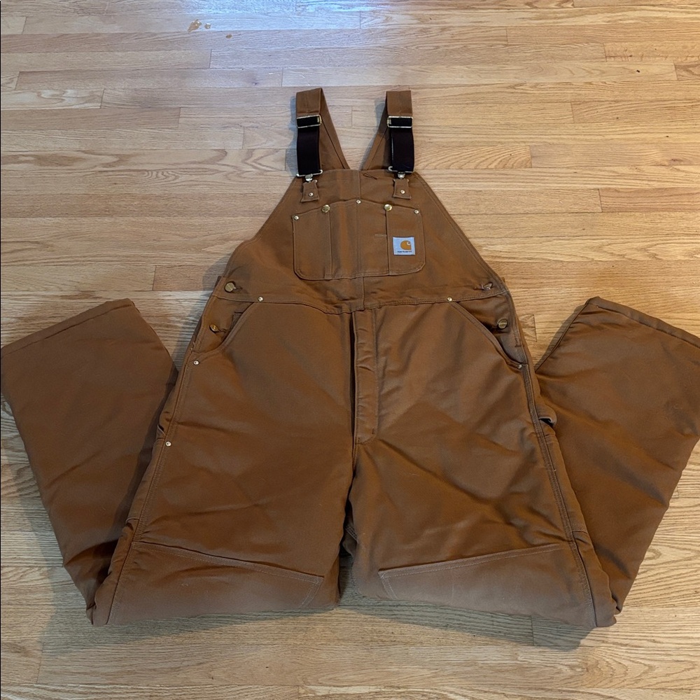 Carhartt Brown Arctic Quilt Lined Bib Overalls